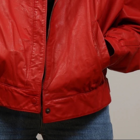 Vintage 90s Jonathon Paris Red Leather Motorcycle Jacket - Picture 4 of 8
